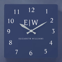 Relógio Quadrado Monograma Simples Profissional Elegante Minimalist