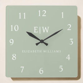 Relógio Quadrado Monograma Simples Profissional Elegante Minimalist