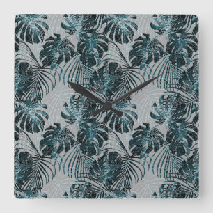 Relógio Quadrado Monstera Palm Leo Estampa de Animal Glam 2