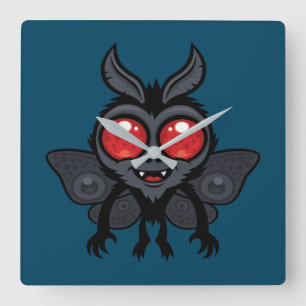 Relógio Quadrado Monstro Cryptid Mothman Sinistro Fofo