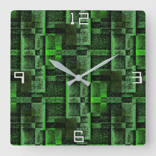 Relógio Quadrado Montagem Digital do Mármaco Verde Simulado Granito