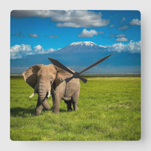 Relógio Quadrado Montanhas   Monte Kilimanjaro Tanzânia, África