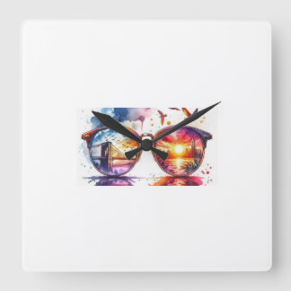 Relógio Quadrado Montre Murale Lunettes Artistiques – Reflets de Vi