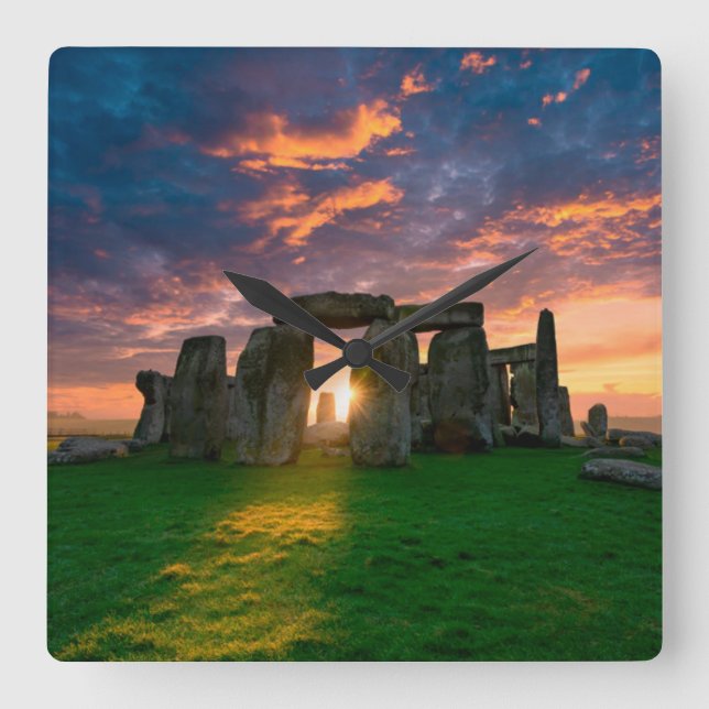 Relógio Quadrado Monuments | Stonhenge, England (Frente)
