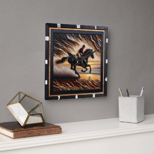 Relógio Quadrado Morgan Water Gallop: Trabalho de arte Charred Grai