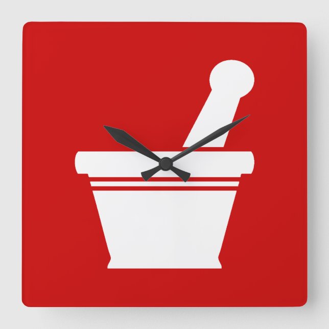 Relógio Quadrado Mortar e Pestel (Frente)