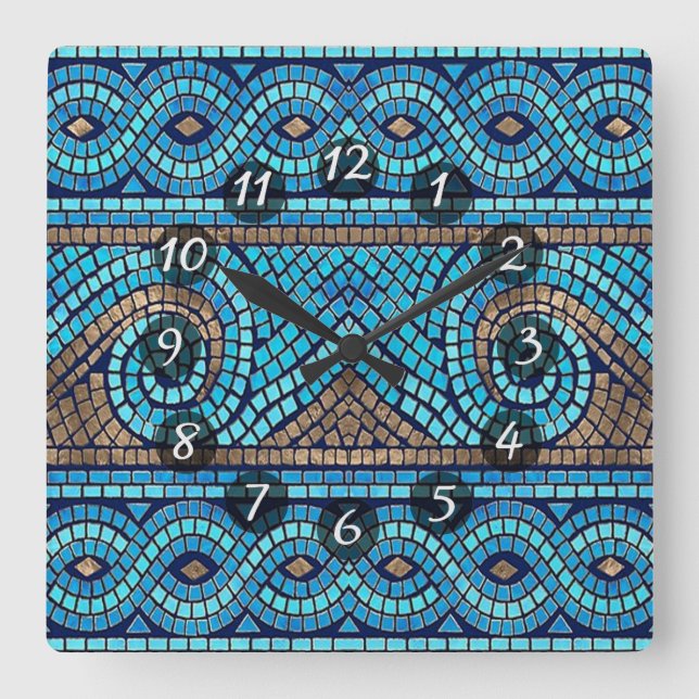 Relógio Quadrado Mosaico (Frente)