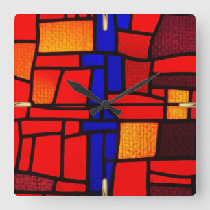 Relógio Quadrado Mosaico do vitral