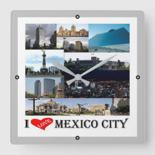 Relógio Quadrado Mosaico zMX008 da CIDADE DO MÉXICO que Amo,