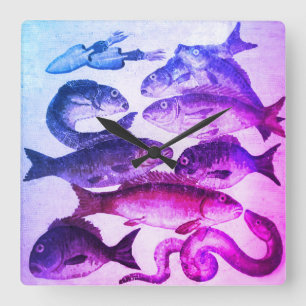 Relógio Quadrado MOSAICOS ROMANOS ANTIGOS, azul do rosa da VIDA