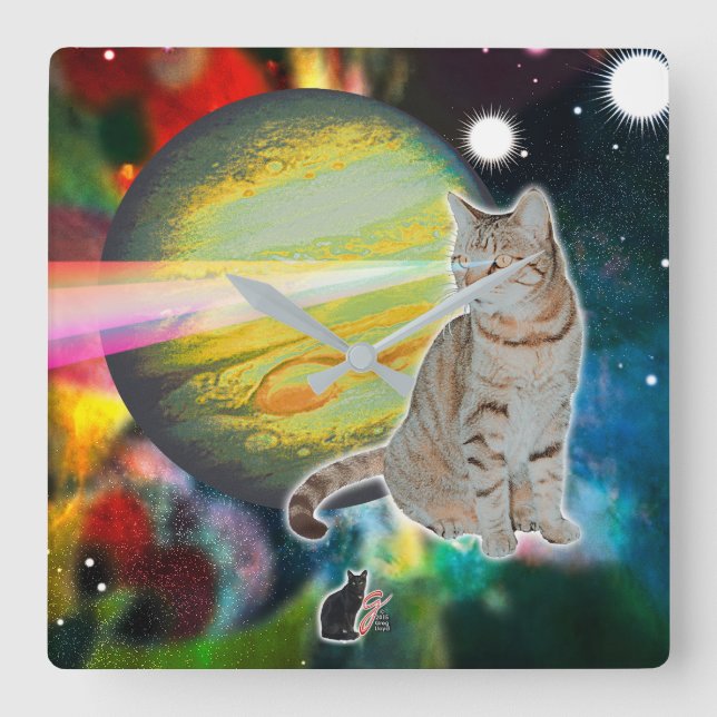 Relógio Quadrado Mossbody Laser-Cat (Frente)