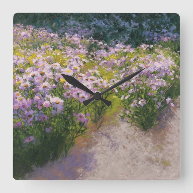 Relógio Quadrado Mostra do áster de Buckhorn (Frente)