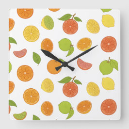 Relógio Quadrado Motif de fruits d'agrumes