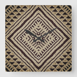 Relógio Quadrado Motif de Lama Tribal Africano  