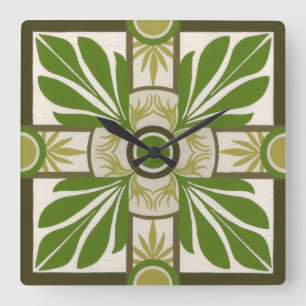 Relógio Quadrado Motif I de palma não embelezado