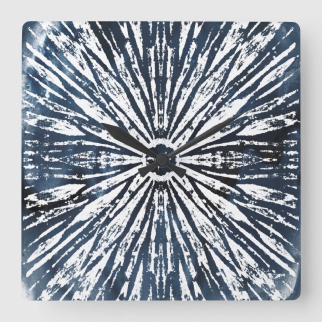 Relógio Quadrado Motif Radial de Tinta Indiana (Frente)