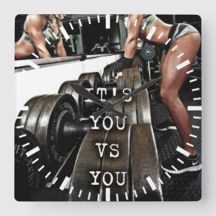 Relógio Quadrado Motivação de Gym de Workout de malhação
