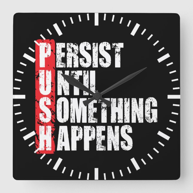 Relógio Quadrado Motivação de Gym de Workout de malhação - Empurrar (Frente)