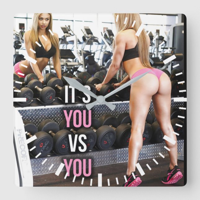 Relógio Quadrado Motivação de Workout (Frente)