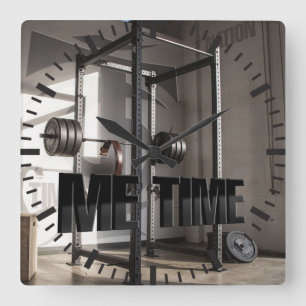 Relógio Quadrado Motivação de Workout em Rack Quadrado - Tempo de M