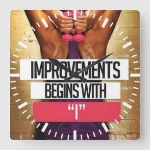 Relógio Quadrado Motivação do Workout - As Melhorias Começam Com "I