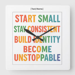 Relógio Quadrado Motivational Wall Clock – Become Unstoppable