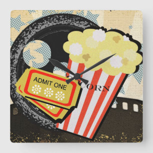 Relógio Quadrado Motivo vibrante de luxe do teatro do lustre do