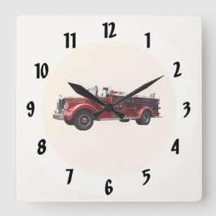 Relógio Quadrado Motor de Fogo Clássico