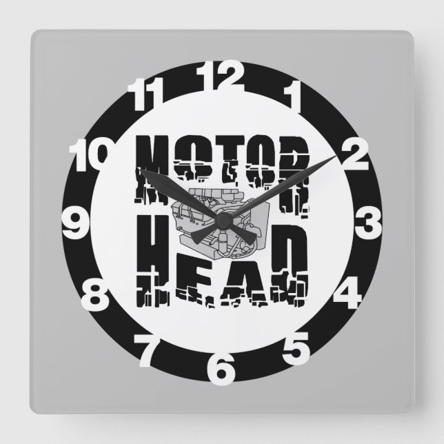 Relógio Quadrado Motor Head Engine (Frente)