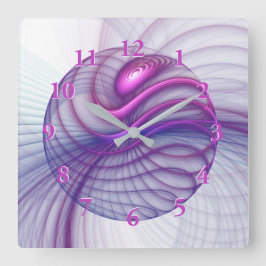 Relógio Quadrado Movimentos Bonitos Arte Fractal Abstrata Rosa