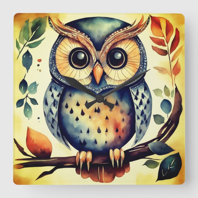 Relógio Quadrado Mr. Primitive Owl (Frente)