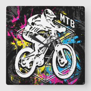 Relógio Quadrado MTB Mountainbike - Mountain Biker MTB Wall Clock