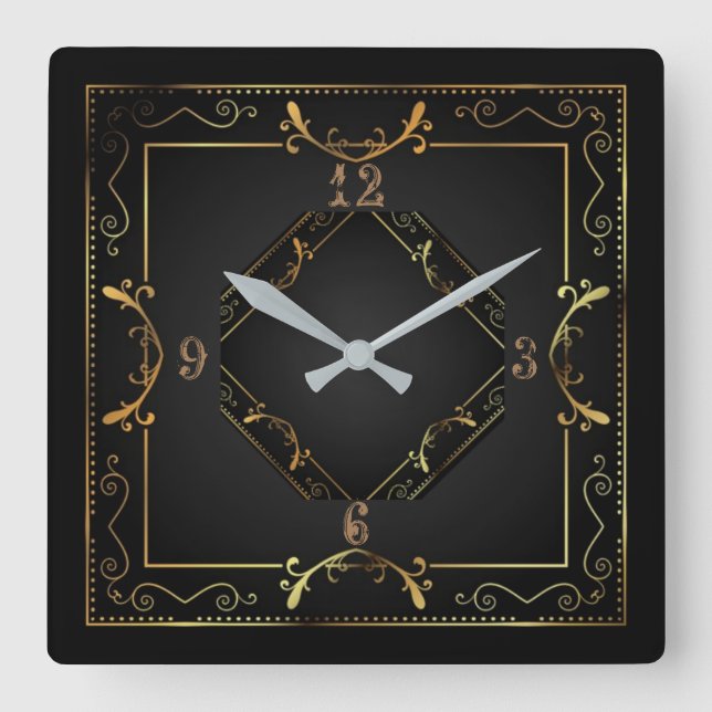 Relógio Quadrado Muito elegante Art Deco (Frente)