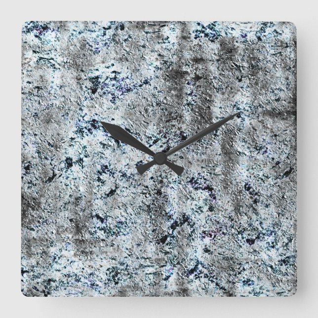 Relógio Quadrado Muito rústico fungo prateado sujo de (Frente)