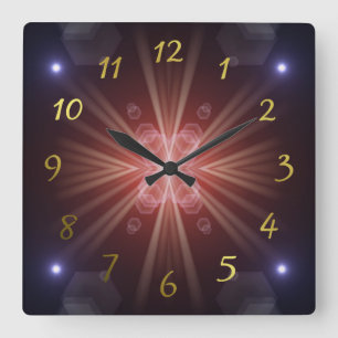 Relógio Quadrado muito sol colorido, luzes