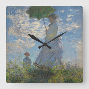 Relógio Quadrado Mulher de Claude Monet com um parasol 1875