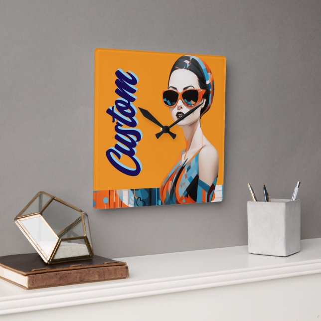 Relógio Quadrado Mulher moderna Chic, elegância geométrica (Escritório)