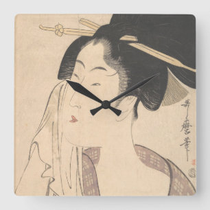 Relógio Quadrado Mulher que relaxa após seu banho