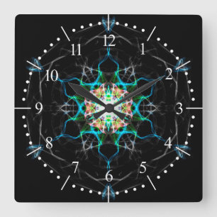 Relógio Quadrado Multi luz da galáxia da cor no espaço