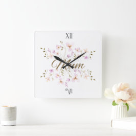 Relógio Quadrado Mum Floral, Dia das Mães e Presente de Aniversário