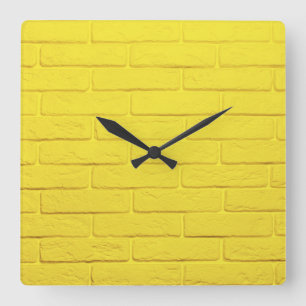 Relógio Quadrado muro amarelo