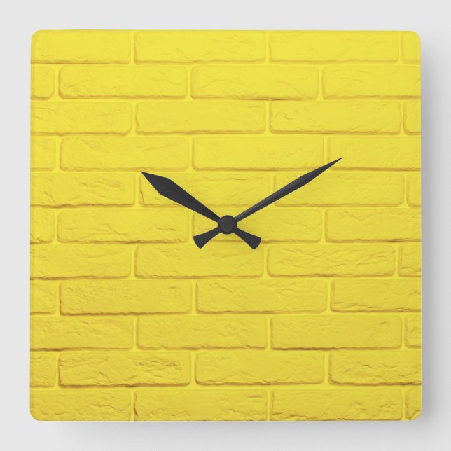 Relógio Quadrado muro amarelo (Frente)