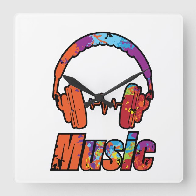 Relógio Quadrado Música (Frente)