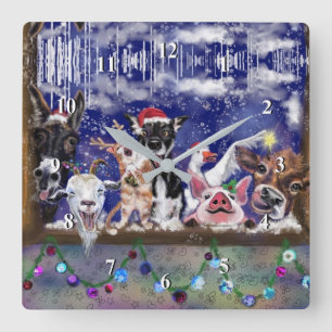 Relógio Quadrado Música de Natal - Festa Animal
