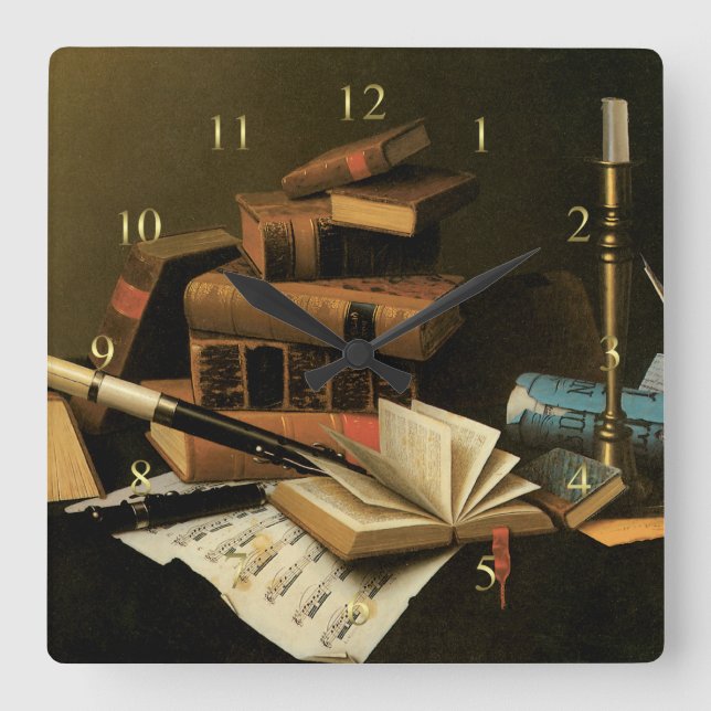 Relógio Quadrado Música e literatura (Frente)