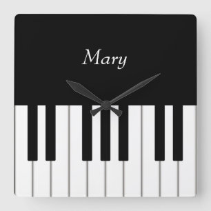 Relógio Quadrado Música Personalizada do Teclado Piano Clássico