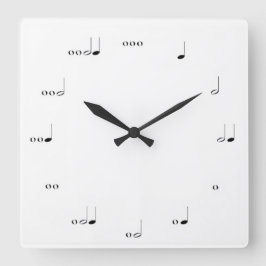 RELÓGIO QUADRADO MUSICAL NOTE WALL CLOCK BLACK AND WHITE