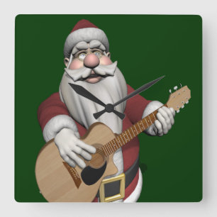 Relógio Quadrado Musical Santa Claus Tocando Canções De Natal