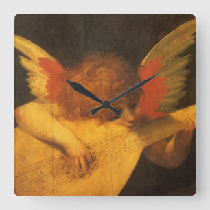 Relógio Quadrado Músico Anjo Tocando Alaúde por Rosso Fiorentino