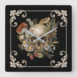Relógio Quadrado Mystic Skull Vintage Black